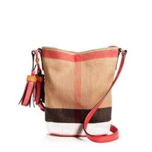 NWT Authentic Burberry Mini Ashby Crossbody Check Print Bag Red Leather Trim - Picture 8 of 8